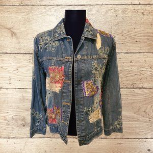 Chico's Cotton Denim Jean Jacket with chic additions Size 0